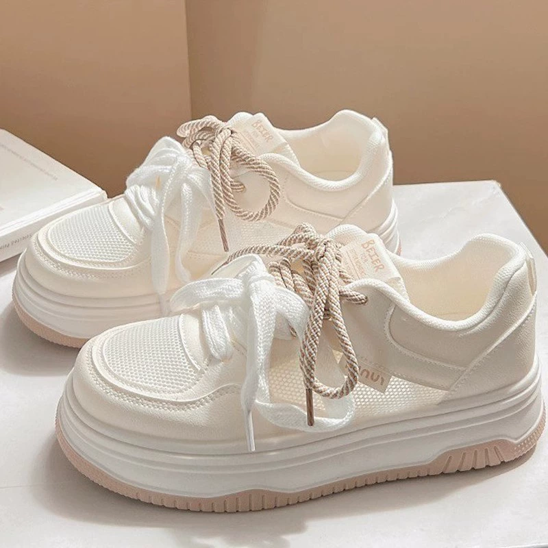 Спортивная обувь для девочек сетчатая маленькая белая обувь с юбкой 2025 новая летняя толстое дно