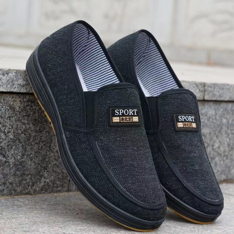 Spring and summer men's cloth shoes beef tendon soft bottom canvas shoes wear-resistant slip-on board shoes non-slip breathable work shoes