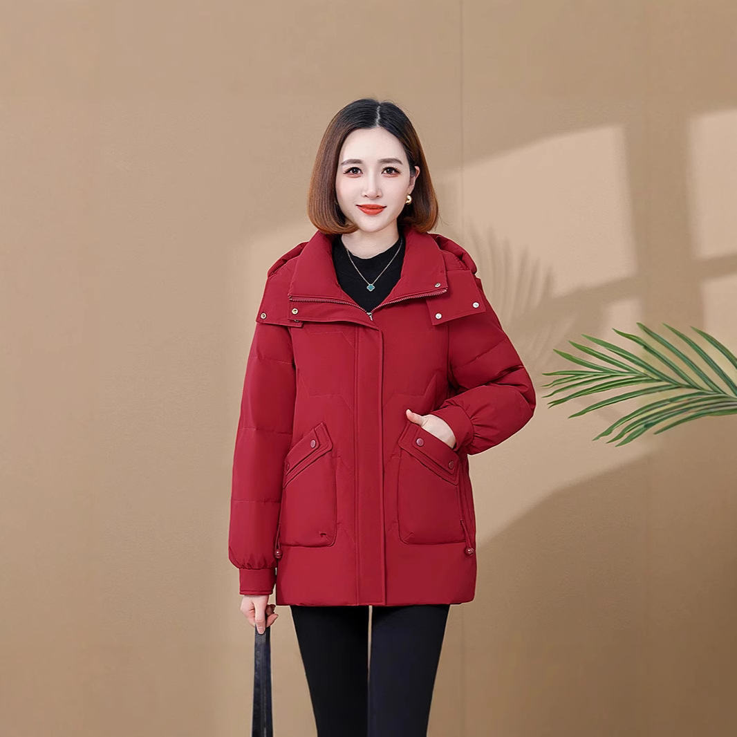 中年妈妈羽绒服女中长款2025新款冬季气质连帽防寒服保暖外套