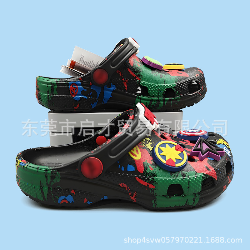cross新款卡通联名萌露比立体鞋花 儿童防滑洞洞鞋潮流凉鞋|undefined