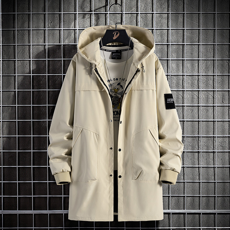 Plus Large Size Coat Men's Casual Spring and Autumn Korean Style Fashionable Handsome Loose Fat Coat Mid-length Jacket