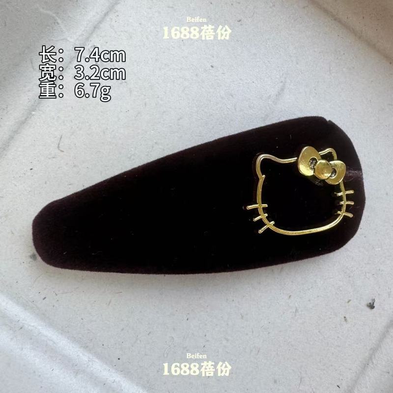 韩版时尚精致镂空猫头丝绒掰掰夹ins简约高级感碎发夹侧边夹无痕|undefined