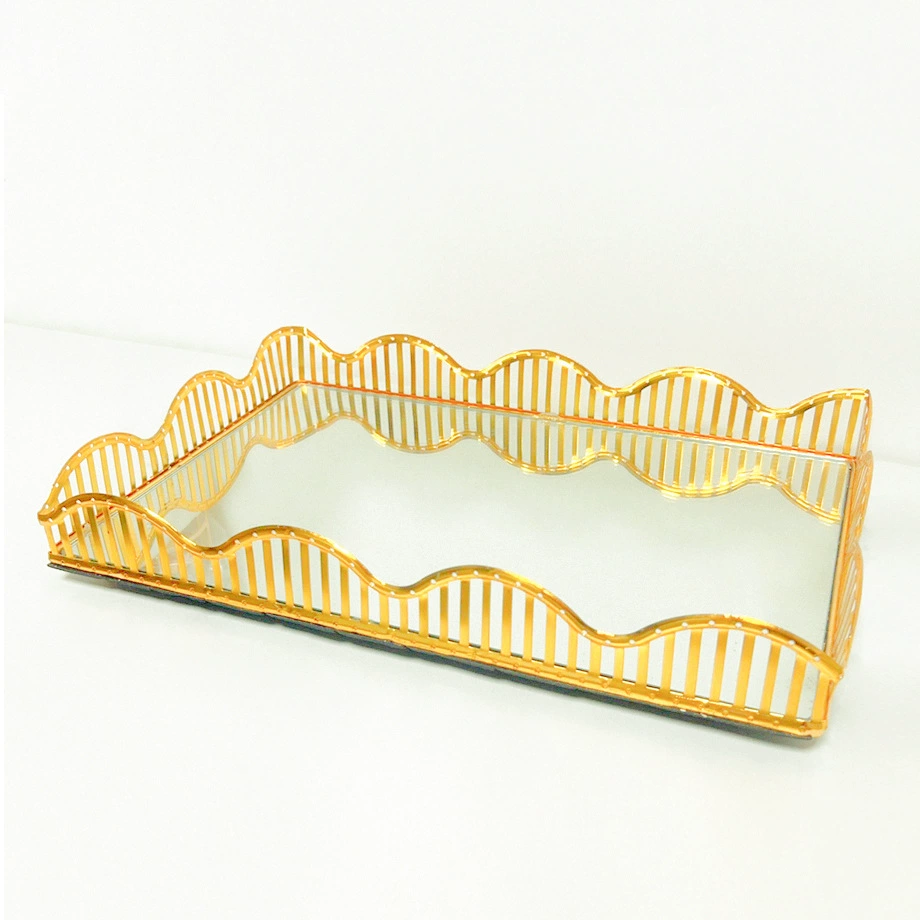 Производитель европейский зеркальный стеклянный чайный поднос легкий роскошный фруктовый поднос домашний журнальный столик для гостиной хранения металлический поднос для украшения