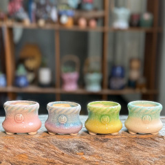 多肉花盆陶瓷拇指盆园艺迷你小新品创意粗陶流釉家居瓷罐子花器