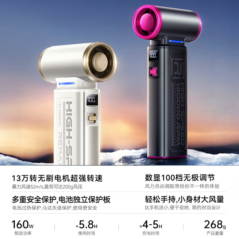 Remax 高速ターボハンドヘルド小型ファン充電式ミニ小型扇風機ポータブル暴力ファン強風|undefined