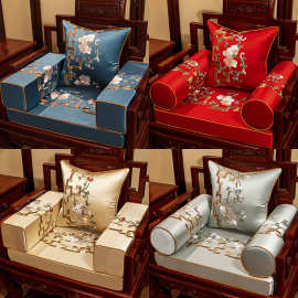 DA4K中式红木沙发坐垫风古典罗汉床垫子五件套禅意客厅餐椅垫定