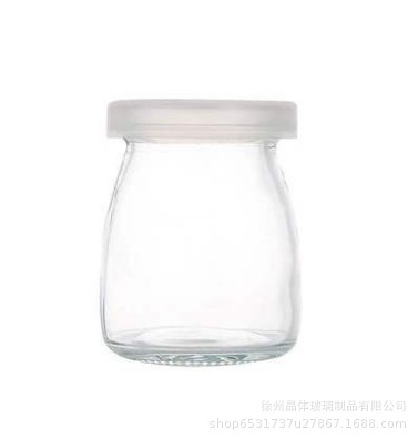 卸売り100mlガラス布丁瓶厚手牛乳カップ耐高温ヨーグルト瓶木栓ガラス瓶許瓶瓶