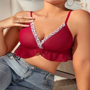 Sex Underwear Women's European and American Cross-border Mesh Red Interior French Pure Sling Bra Wholesale 2009