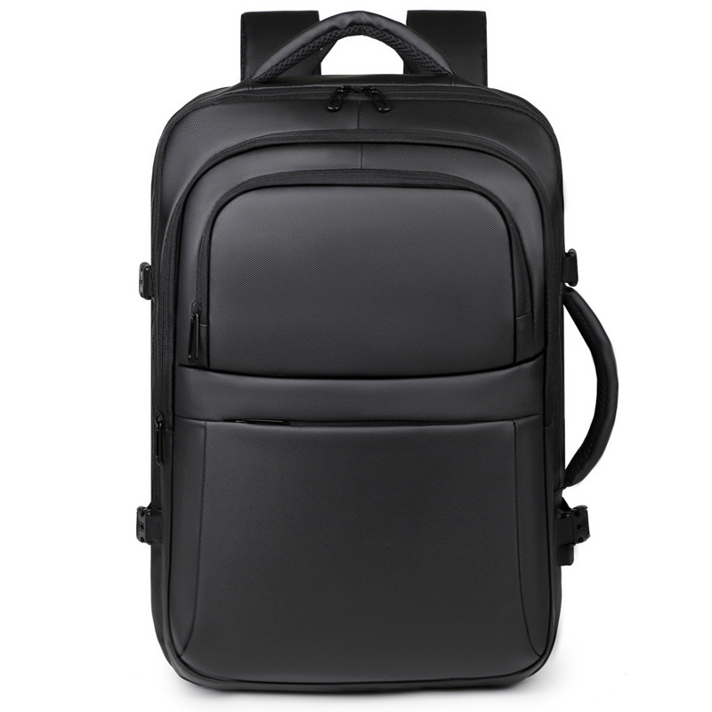 Mochila simple de color sólido de gran capacidad para hombres con capacidad de expansión multi-compartimiento USB colgando varilla de tracción mochila de viaje