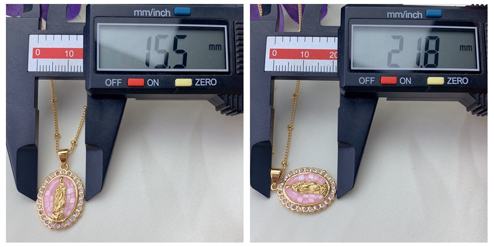 Fashion Human Oval Copper Inlaid Shell Zircon Necklace 1 Piece