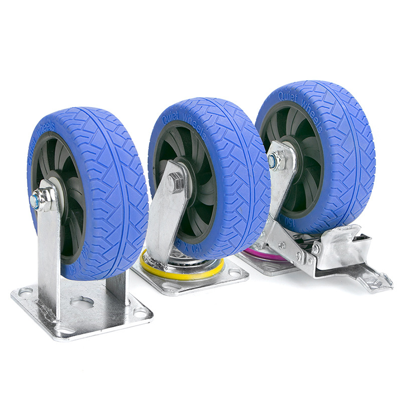 Dajin universal wheels with brakes tpr high load-bearing rubber wheels 5 inches 6 inches 8 inches heavy-duty trolley silent casters