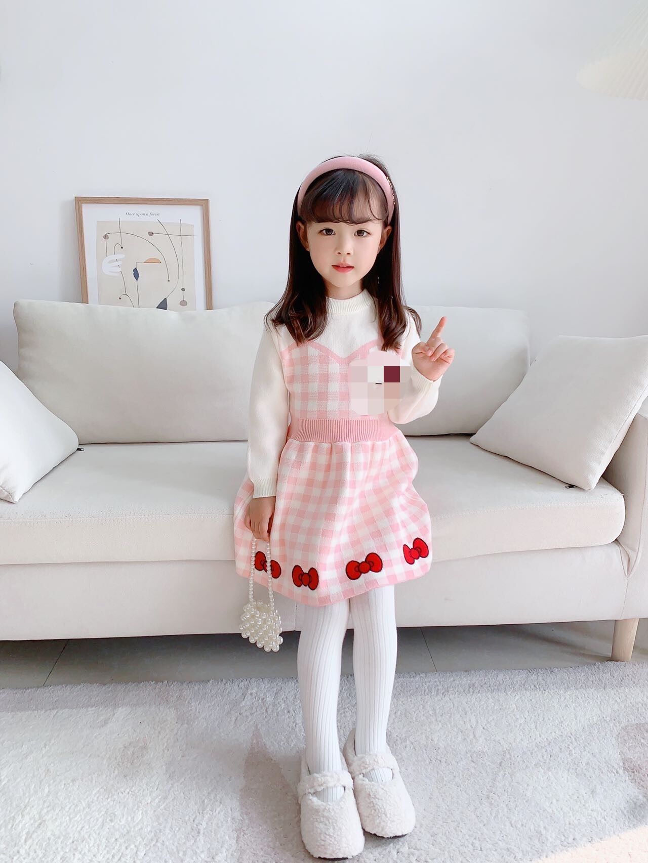 Ragazze Di Lana D 2023 Inverno Nuova Bambina Alla Moda Falso in Due Pezzi Del Fumetto Ricamato a Maniche Lunghe per Bambini_voghion.com