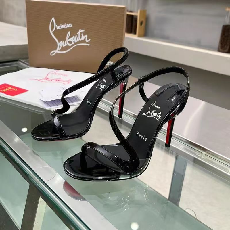 Foreign Trade CL Red Sole High Heel Sandals for Women, Patent Leather Peep-Toe Snake-Shaped Round Toe Strap Ultra High Heel Sandals, Sizes 35-45 Foreign Trade CL Red Sole High Heel Sandals for Women, Patent Leather Peep-Toe Snake-Shaped Round Toe Strap Ultra High Heel Sandals, Sizes 35-45