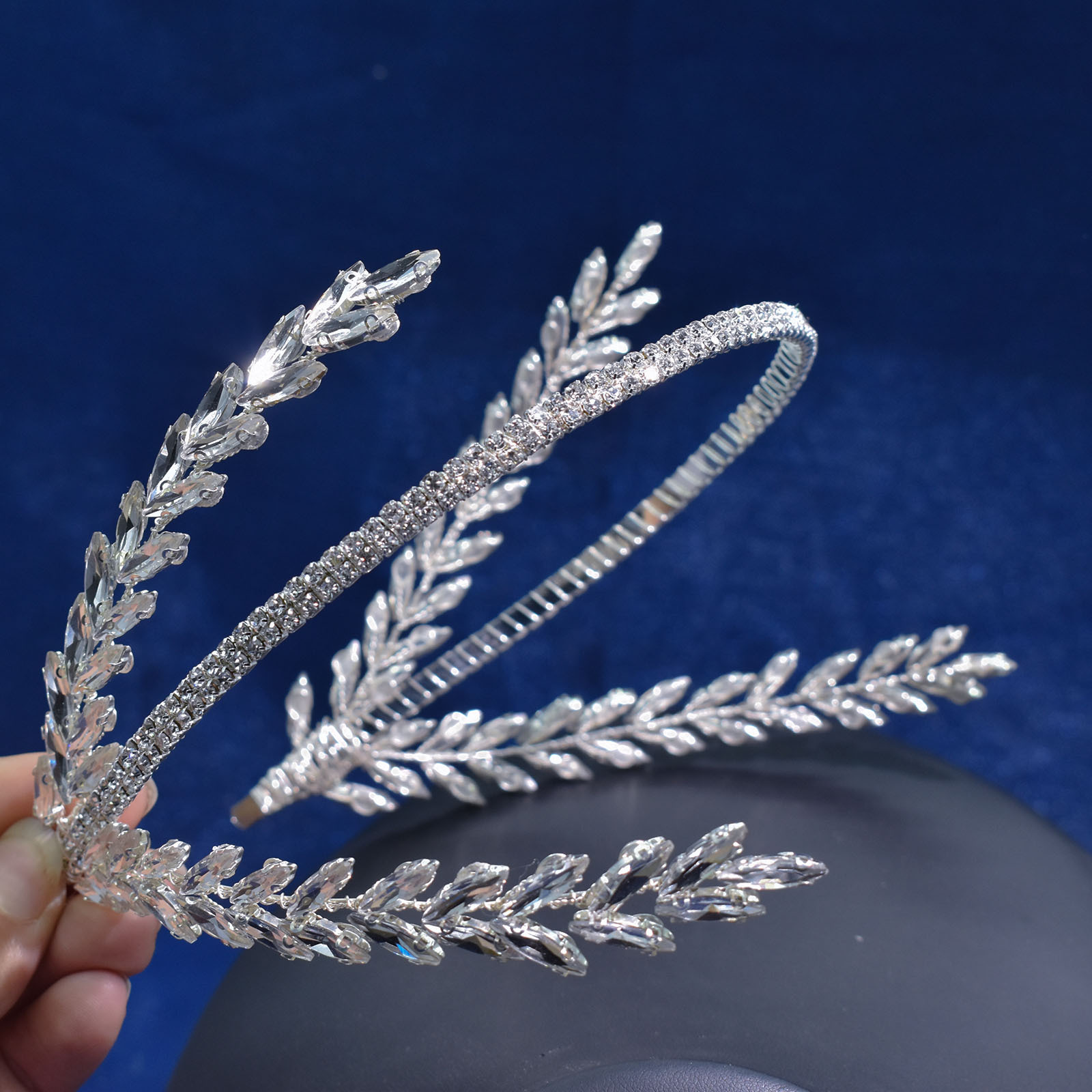 450g Weight Hair Band, Party Headpieces Hair Accessories Type 1 Piece Quantity Holiday, Wedding Occasion Rhinestone Material Leaf Pattern Women's Gender Handmade Design Original Design Style Women's Original Design Leaf Rhinestone Handmade Hair Band Party Headpieces 4