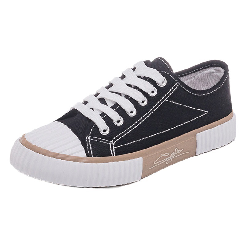 2023 primavera y otoño nuevos zapatos de lona estudiantes femeninos zapatos de tablero con cordones zapatos de galletas zapatos transpirables zapatos casuales de mujer zapatos blancos