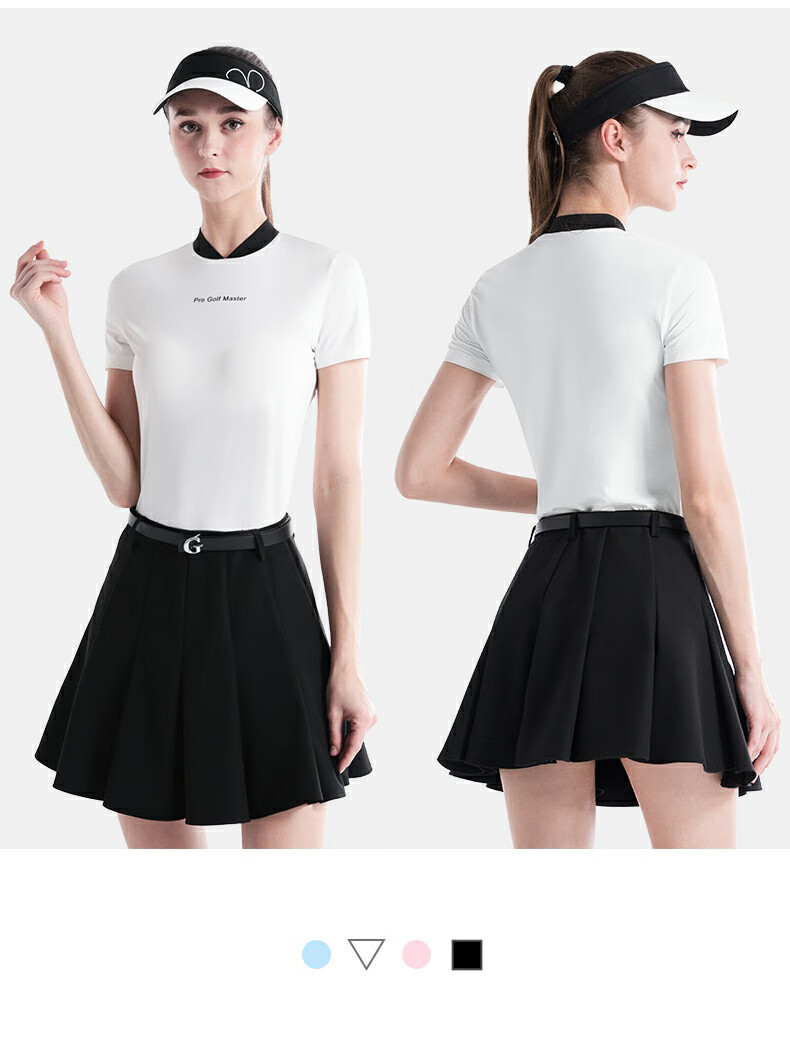 Áo chống nắng golf nữ lụa băng tay ngắn phối váy xếp ly — Áo trắng YF667 [lụa lạnh/chống nắng UPF50], Áo Đen YF667 [lụa lạnh/chống nắng UPF50], Áo phấn hoa anh đào YF667 [lụa lạnh/chống nắng UPF50], YF667 Ice Crystal Blue Top [mát lạnh lụa/chống nắng UPF50] chi tiết 10