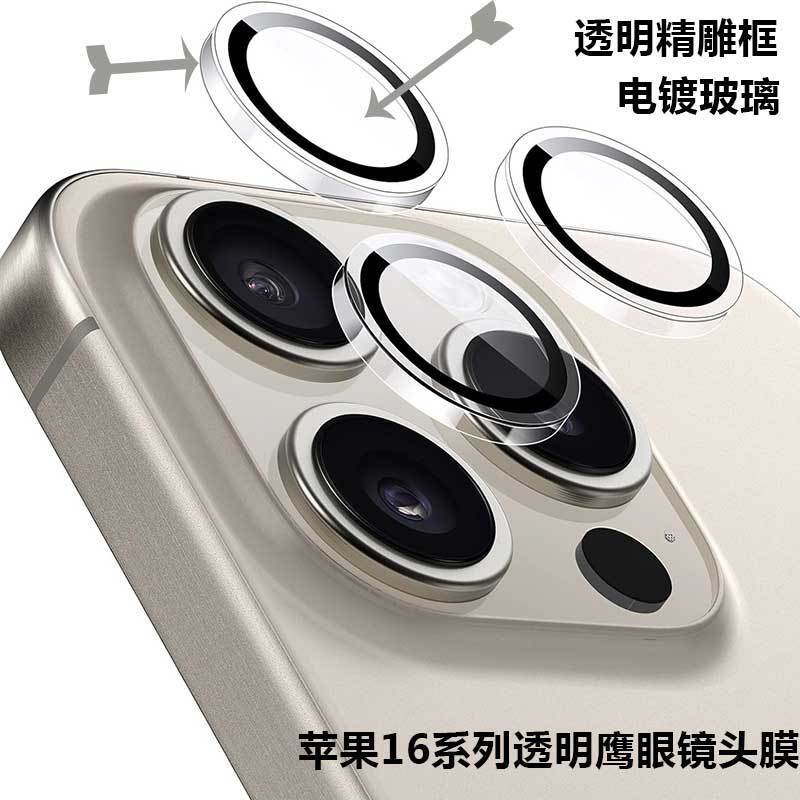 Suitable for iPhone 16 Pro Transparent Eagle-Eye Lens Film Lens Protector for Apple 16 with Pry Bar Cover, High-Definition and Anti-Drop