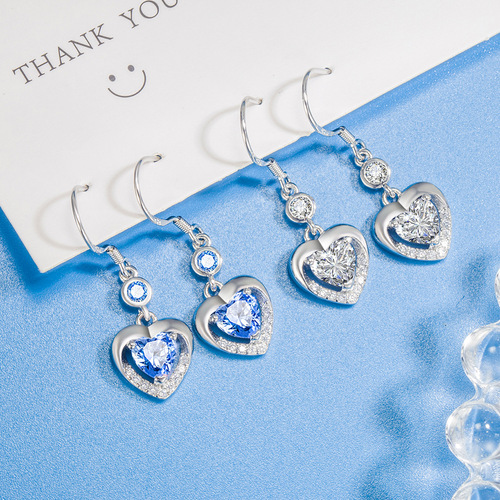 Jingdong Tmall Ocean Heart Earrings Feminine Long Ear Hooks Personalized Trendy Super Fairy Earrings Heart-Shaped Earrings Earrings