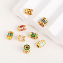 古法金珐琅彩烧蓝桶珠六字箴言隔珠散珠diy手链项链串珠饰品配件