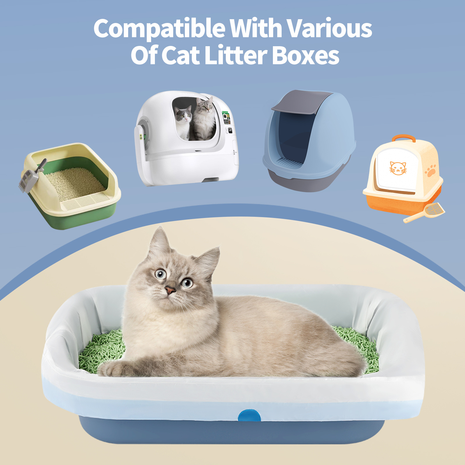 Nueva bolsa de cuerda portátil, bolsa automática de arena para gatos, bolsa de basura para mascotas, bolsa de arena para gatos inteligente, inodoro para gatos