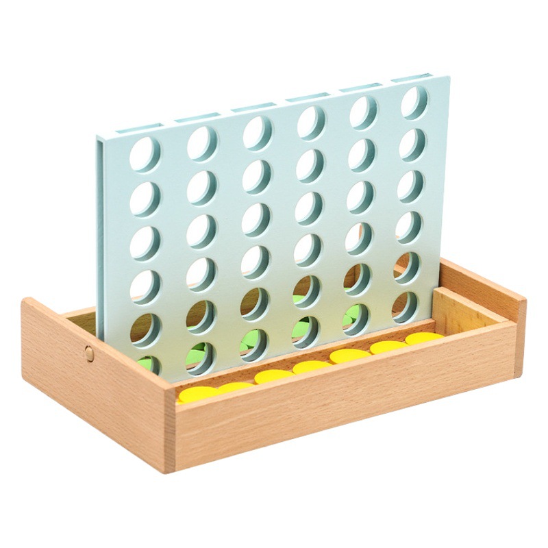 Los niños de madera doble batalla tridimensional de cuatro piezas de ajedrez ejercicio bebé pensando capacidad educativa juguetes de escritorio interactivos image 1