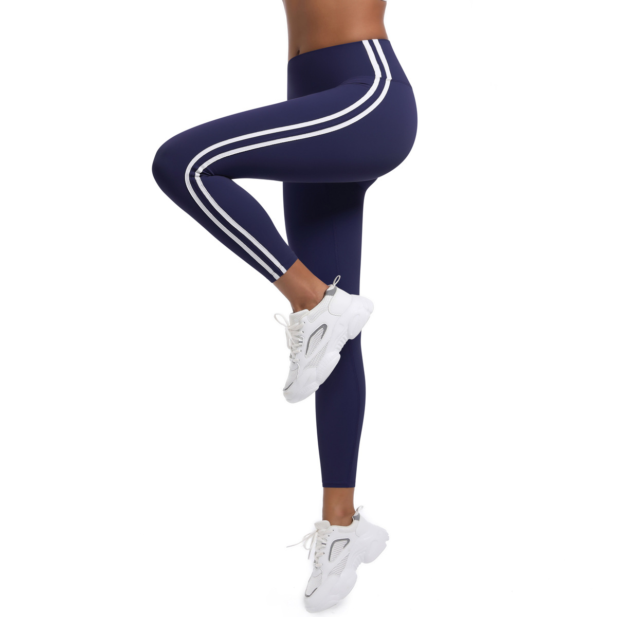 Fitness Sport Style Stripe Nylon Collarless Side Stripe Active Bottoms Leggings display picture 16