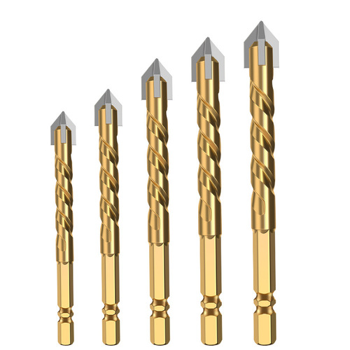 Ceramic tile drill bit, four-edged impact drill, hexagonal handle, concrete triangle drill, electric glass drilling special drill