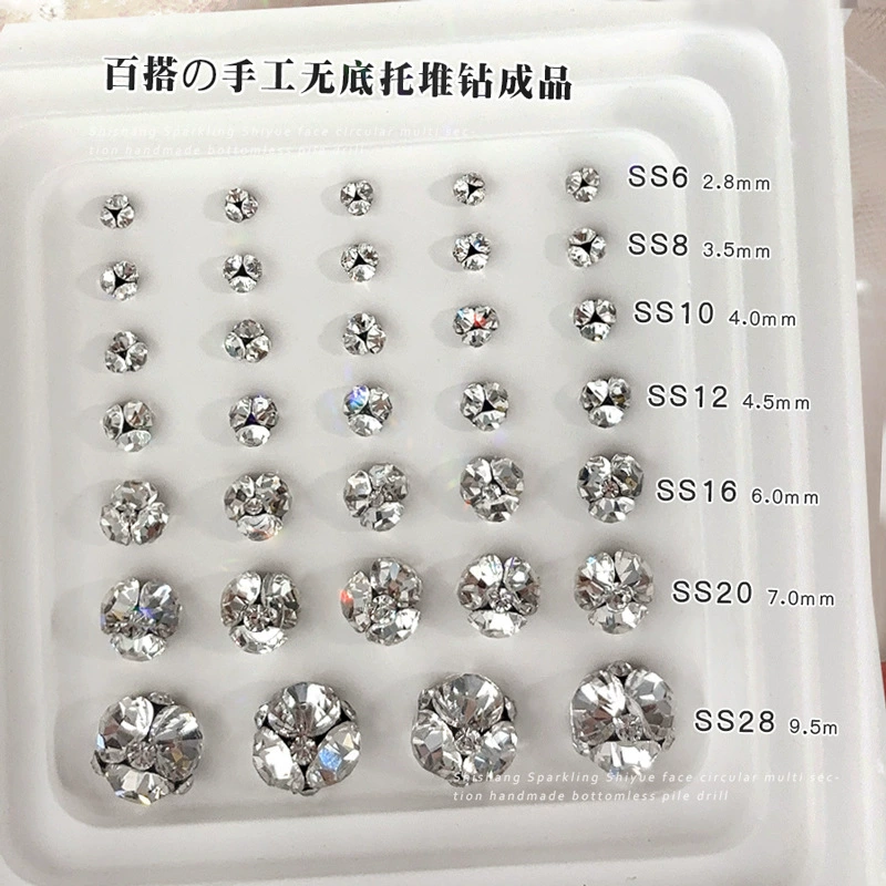 Без нижней опоры готовые сверлильные шары ювелирные изделия для ногтей вспыхивают SS6-SS20