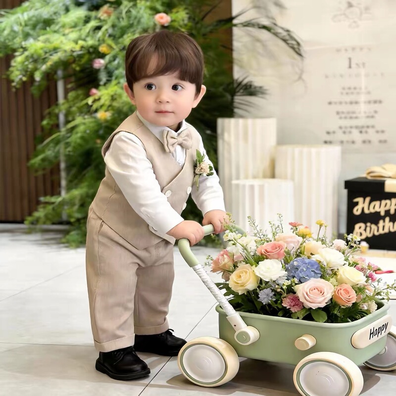 Baby Boy's One-Year-Old Formal Suit Set, New Spring and Summer Style, Boys' Suit with Vest, Birthday Three-Piece Set