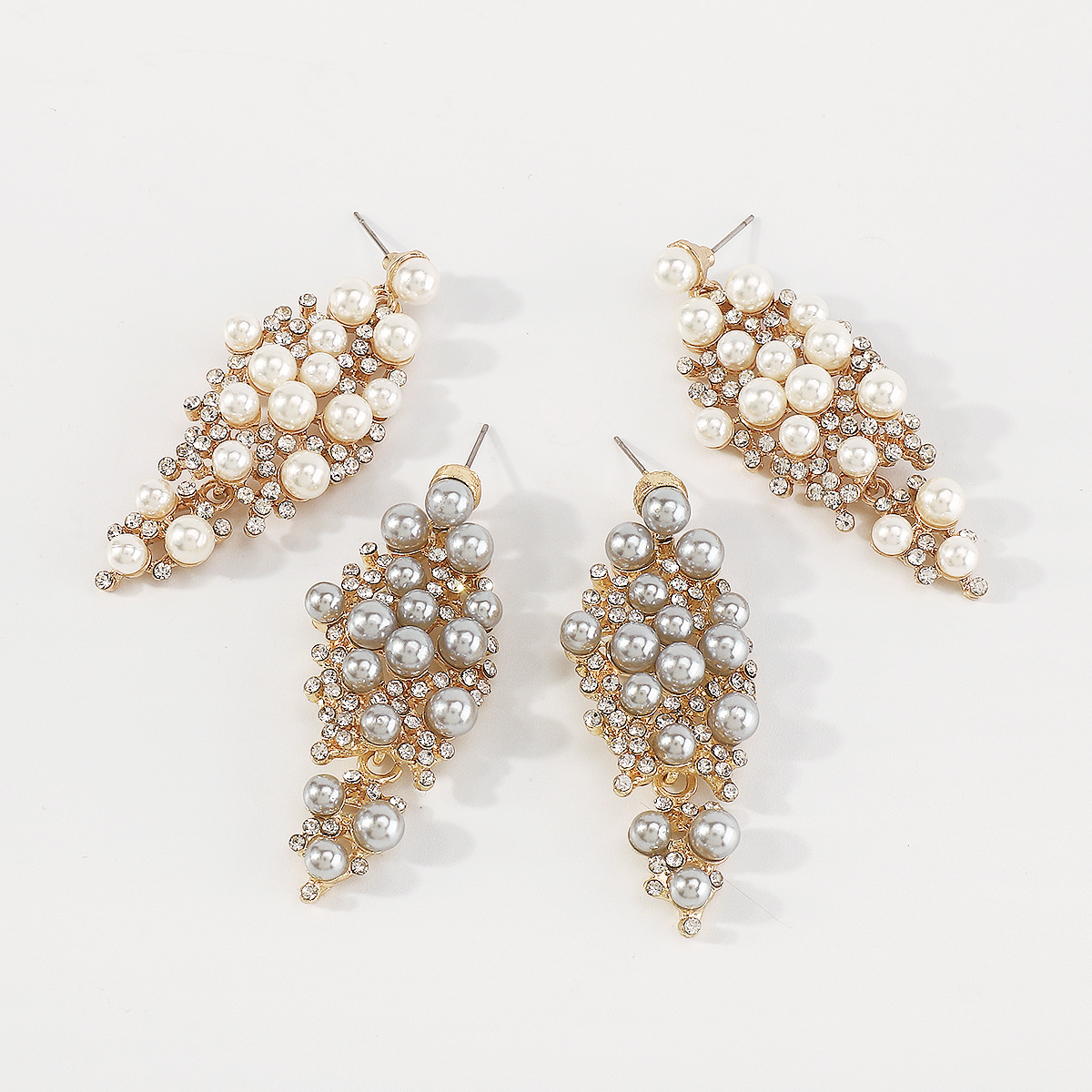 Fashion Solid Color Alloy Plating Inlay Artificial Pearls Rhinestones Women's Drop Earrings 1 Pair display picture 3