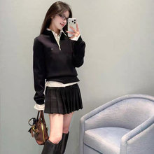 深圳南油女装高版本明星同款M家拉链半开领纯色羊毛针织衫毛衣