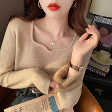 一体绒打底衫女秋冬外穿高级感加厚毛衣内搭2025新款低领保暖上衣