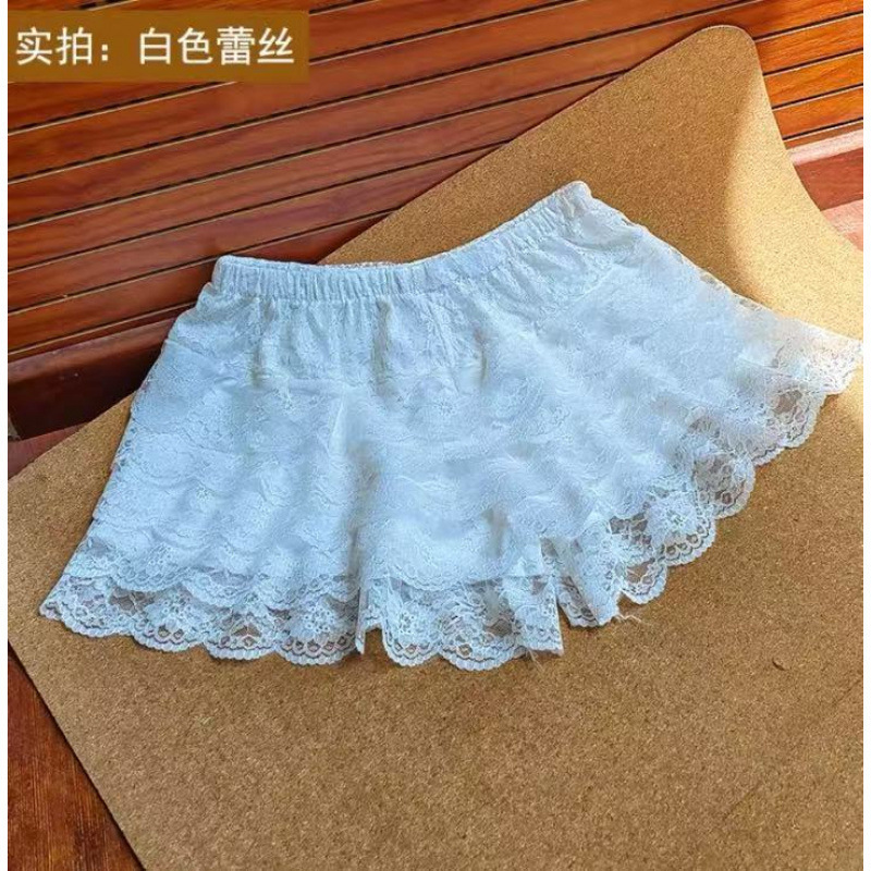 ケーキスカートレースレディース安全パンツ夏薄い露出防止外で着用可能カールなしルーズボトム安全ショーツ|undefined