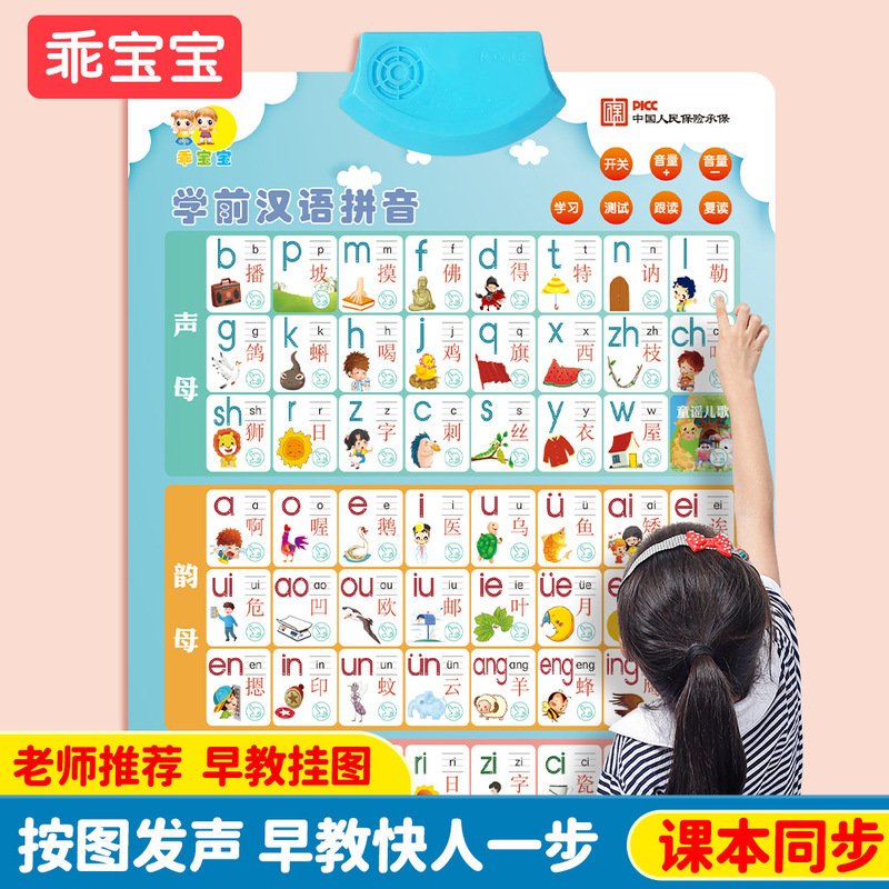 Children's Early Education Toys Coated Paper Audio Wall Chart Kindergarten Learning Pinyin Literacy Counting Point Reading Sound Children's Early Education Toys Coated Paper Audio Wall Chart Kindergarten Learning Pinyin Literacy Counting Point Reading Sound