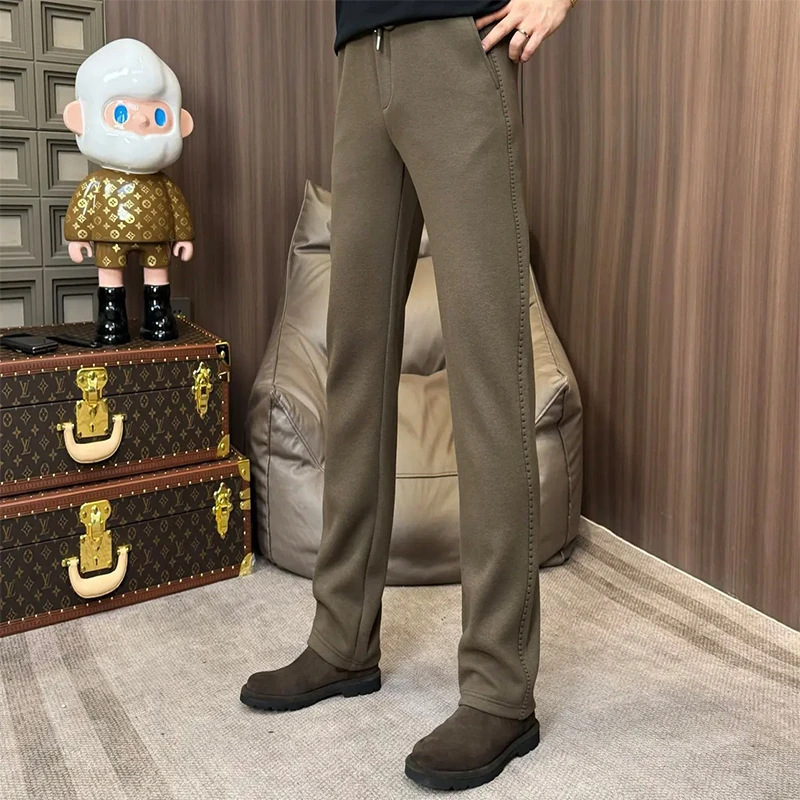直筒裤高端轻奢简约休闲裤男士2025秋季潮流百搭慵懒风宽松阔腿裤|undefined
