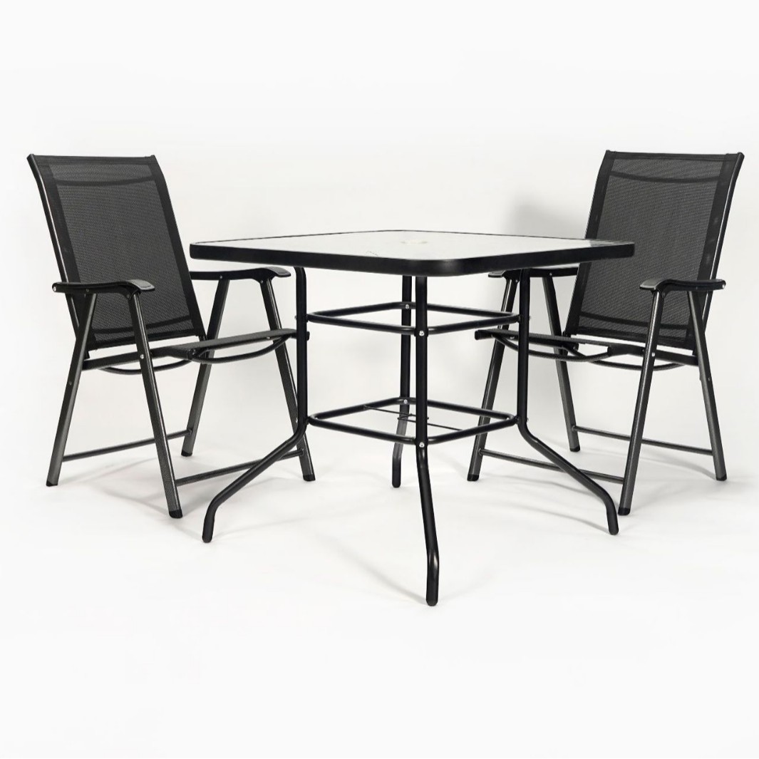 [Daxuan] Balcón mesa plegable al aire libre Juego de cinco piezas al aire libre Silla plegable combinada Mesa de vidrio de terraza