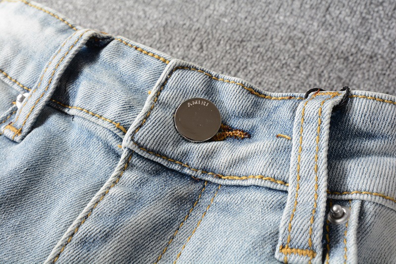 High Street Chiu zbrusu nový re-wash nůž řezané otvory v žebrák nálepka elastické slim-fit džíny muže_voghion.com