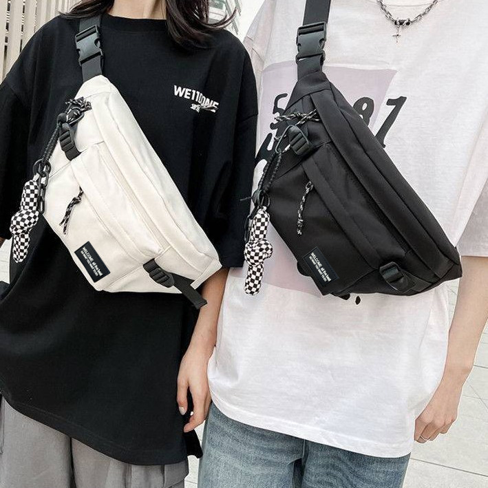 Cross-border men's new fashion crossbody bag, versatile Harajuku workwear commuter chest bag, waist bag, sports shoulder bag