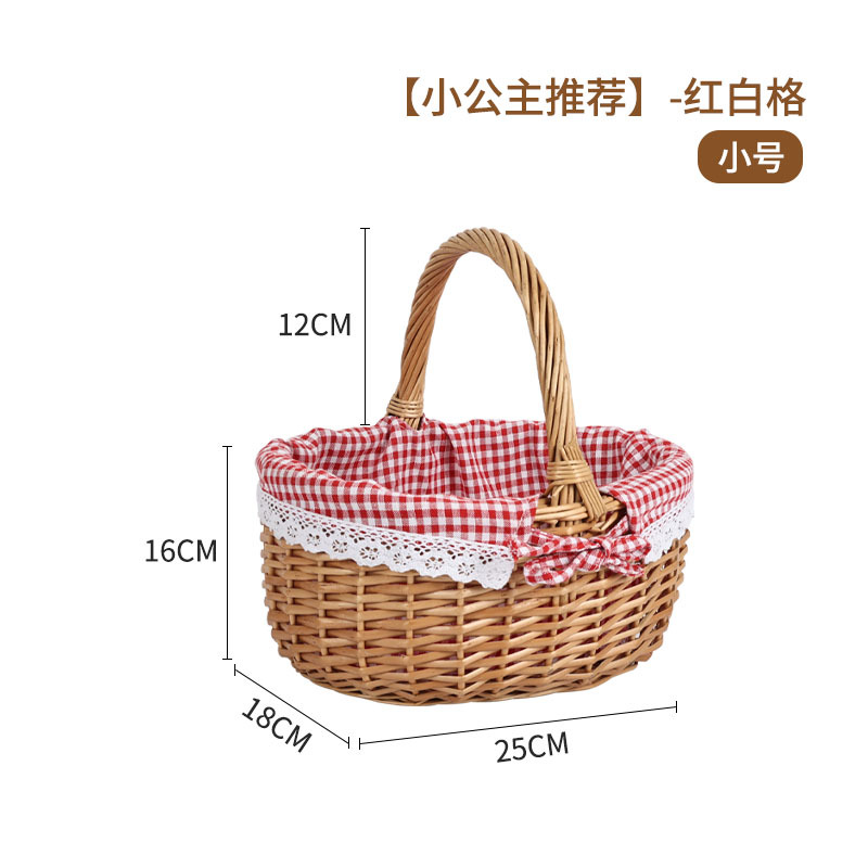 Mimbre ratán bambú hierba tejida cesta de verduras canasta de almacenamiento portátil huevo fruta cesta de regalo pastoral de gran tamaño pequeño cesta de picnic