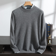 男士轻奢100山羊绒衫中年圆领保暖针织打底衫纯色休闲亲肤毛衣男