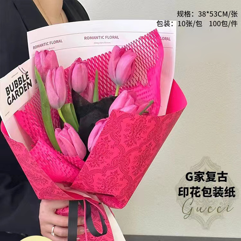 Grueso vintage impreso papel Kraft gran marca estilo flor papel de embalaje ramo material de embalaje Flor de Papel floral