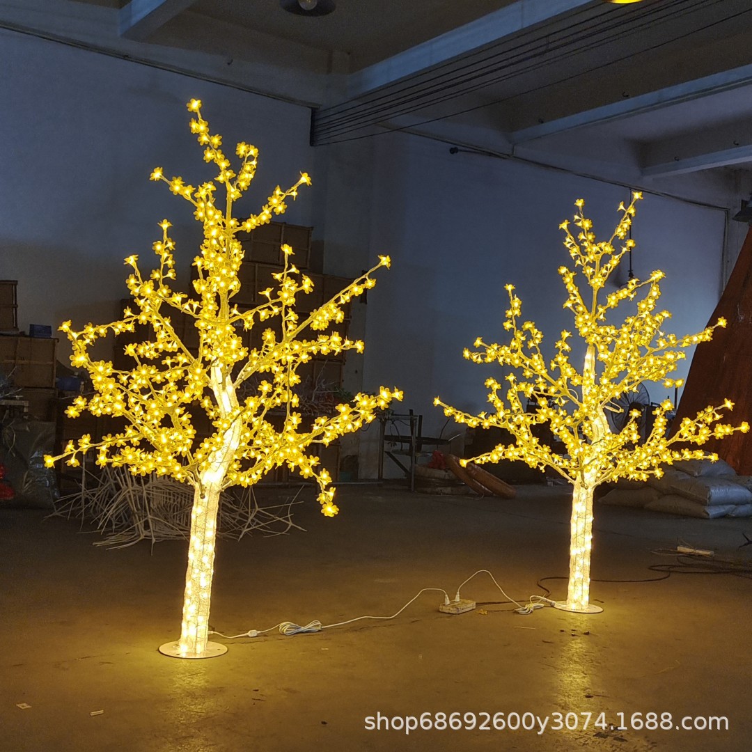 Al aire libre led luminoso árbol lámpara simulación parque cerezo flor melocotón flor a prueba de humedad jardín decoración paisaje árbol lámpara decoración al por mayor
