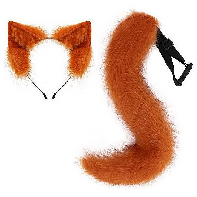 Halloween cos simulación Fox felpa cola Ropa Accesorios bestia cola gato oído diadema tocado entrega de una sola pieza