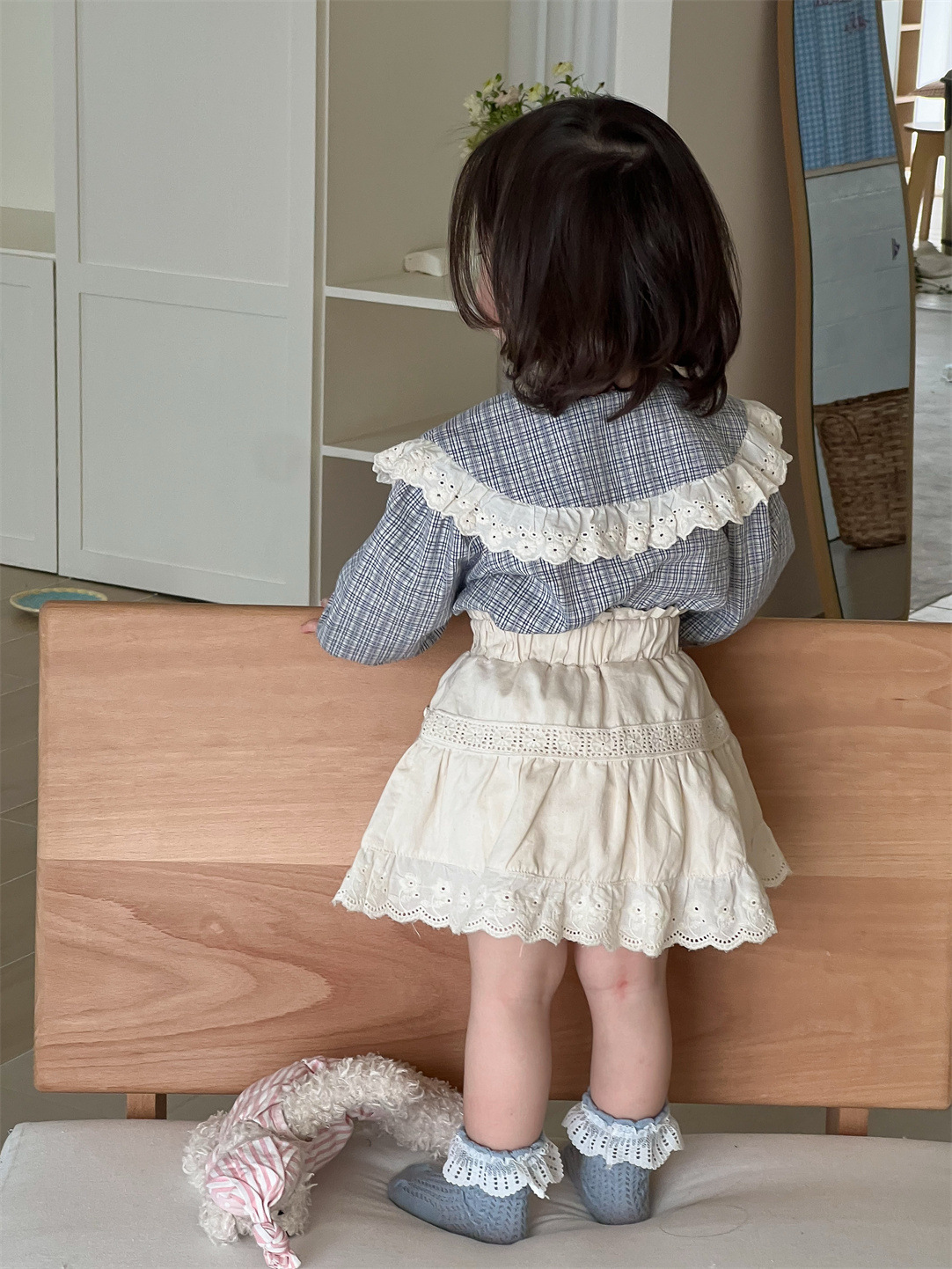 Ropa infantil 2026 primavera nueva ropa infantil coreana de niñas camisa de muñeca de encaje con solapa bolsas de ropa de bebé image 5
