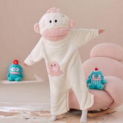 白色丑鱼睡衣连体珊瑚绒秋冬季加厚保暖搞怪卡通睡袍大嘴鱼可外穿