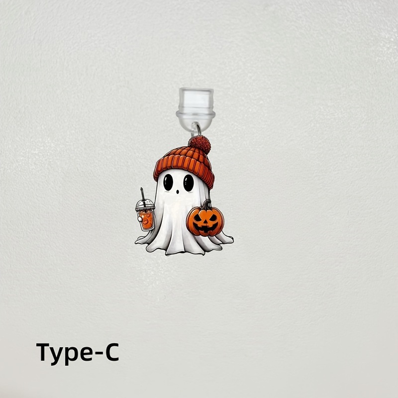 可爱南瓜小幽灵手机防尘塞适用于Type-C/Lightning接口配件|undefined