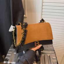 复古磨砂皮包包女新款休闲单肩斜挎包小众设计日韩简约链条腋下包