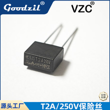 T2A/250V 黑色方行 盒式塑封方形插件保险丝 慢断保险丝 2A 250V