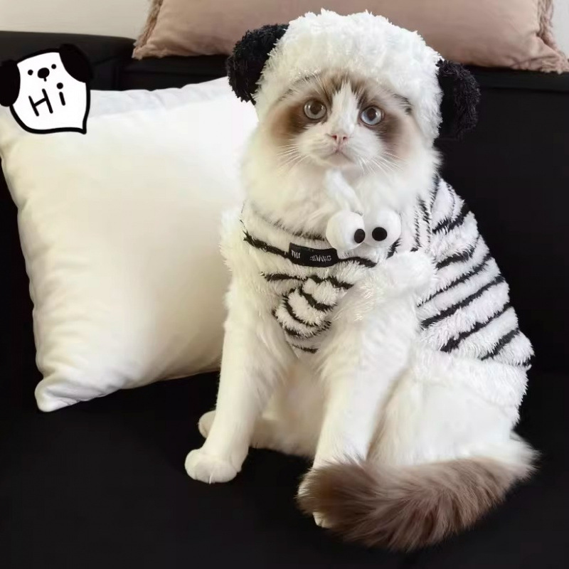 Otoño y invierno grueso chaleco de rayas caliente esfinge gato sin pelo germán gatito pequeño gato pequeño abrigo de peluche perro
