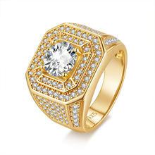 莫桑钻戒指2克拉星光莫桑戒男戒指进口莫桑石925银镀白金不掉色